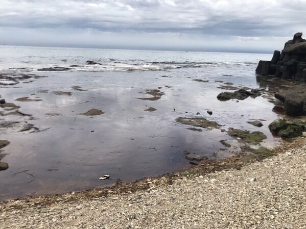 圖四  小琉球花瓶岩到中澳沙灘岸際油污