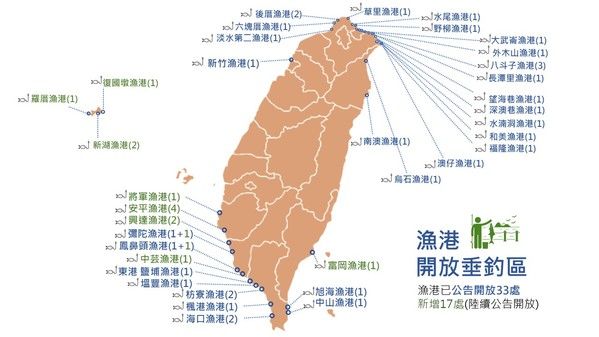 目前漁港公告開放區域