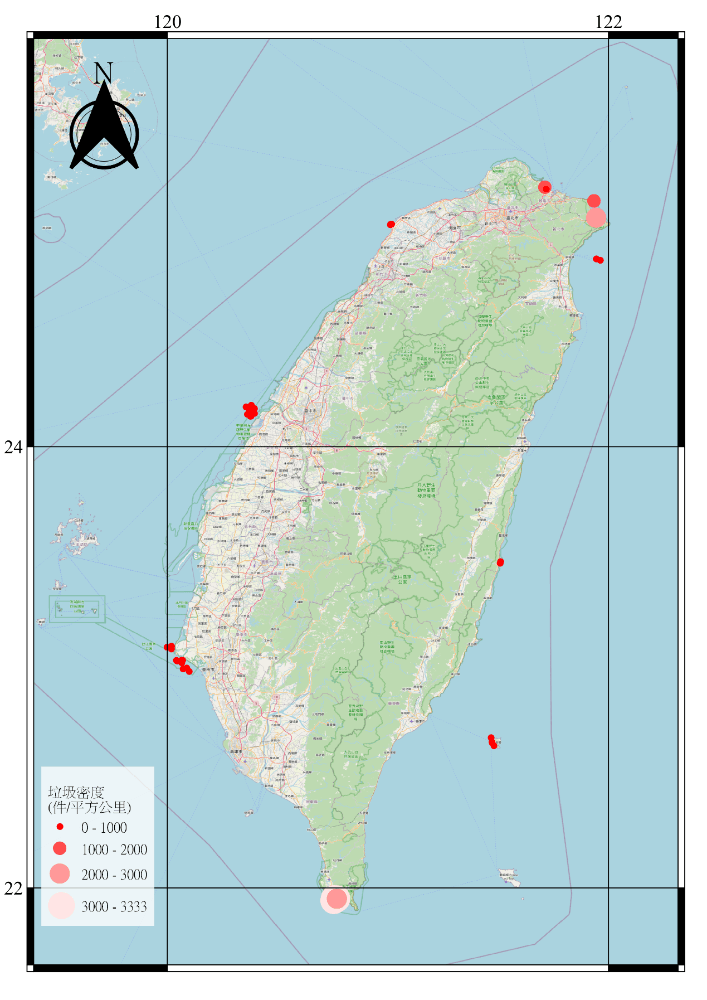 111年度海底垃圾調查空間分佈圖